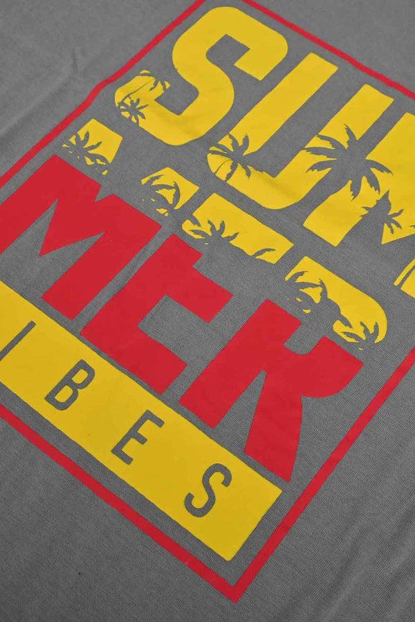 Elo Richman Men's Summer Vibes Printed Short Sleeve Tee Shirt Slate Grey