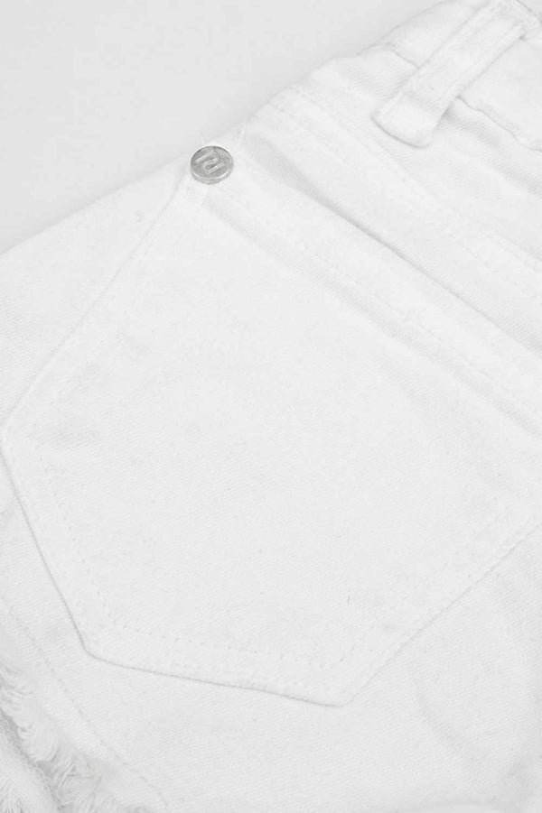 Elo River Island Girl's Raw Bottom Design Denim Shorts White