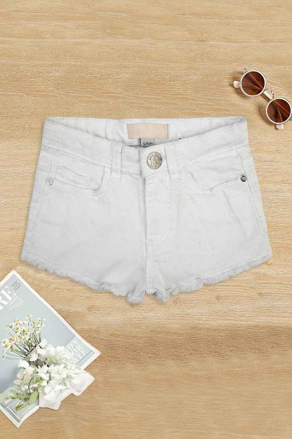 elo River Island Girl's Raw Bottom Design Denim Shorts White