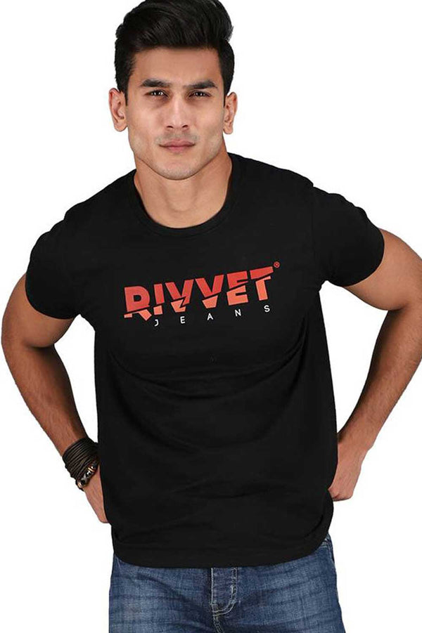 Elo Rivvet Men's Logo Printed Crew Neck Tee Shirt Black