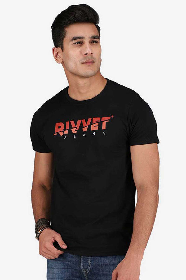 Elo Rivvet Men's Logo Printed Crew Neck Tee Shirt Black