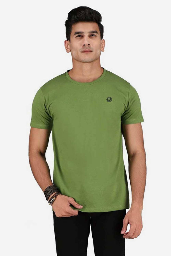 Elo Rivvet Men's R Printed Crew Neck Tee Shirt Olive Green
