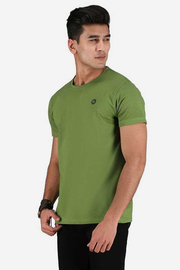 Elo Rivvet Men's R Printed Crew Neck Tee Shirt Olive Green