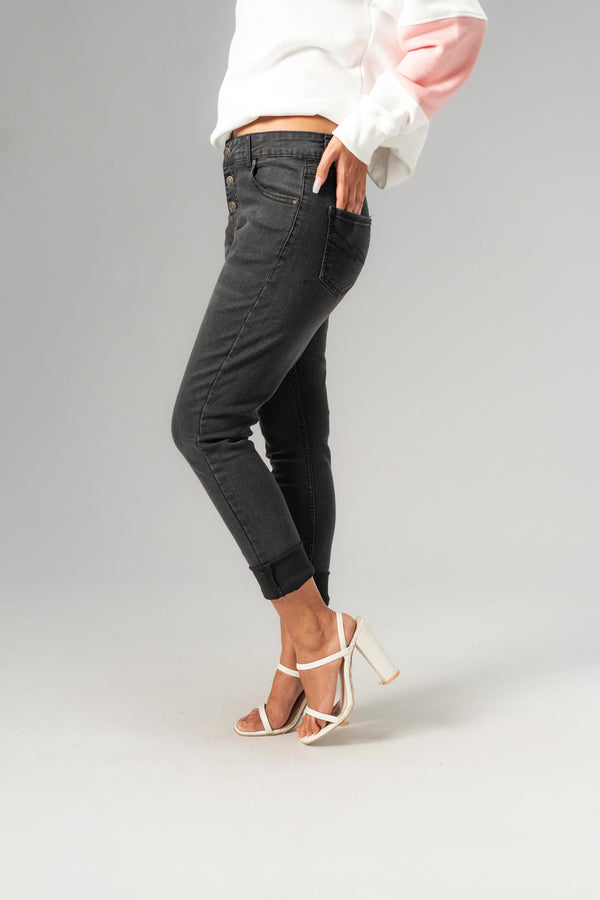 elo Rivvet Women's Eco Leila Mid Rise Skinny Fit Denim Black