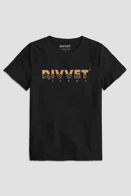 Elo Rivvet Women's Embellish Style Logo Printed Short Sleeve Tee Shirt Black