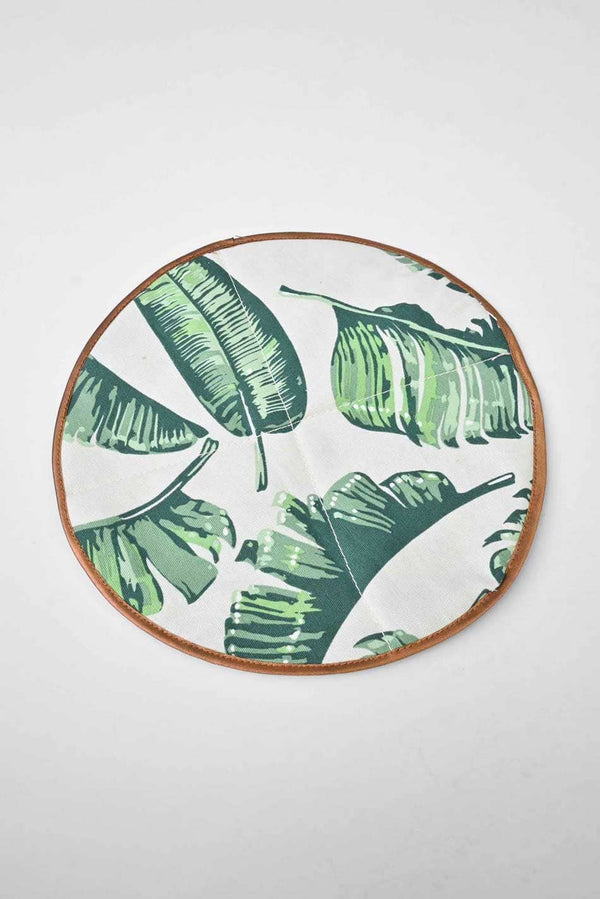 elo Round Traditional Floral Printed Roti Cover White & Green