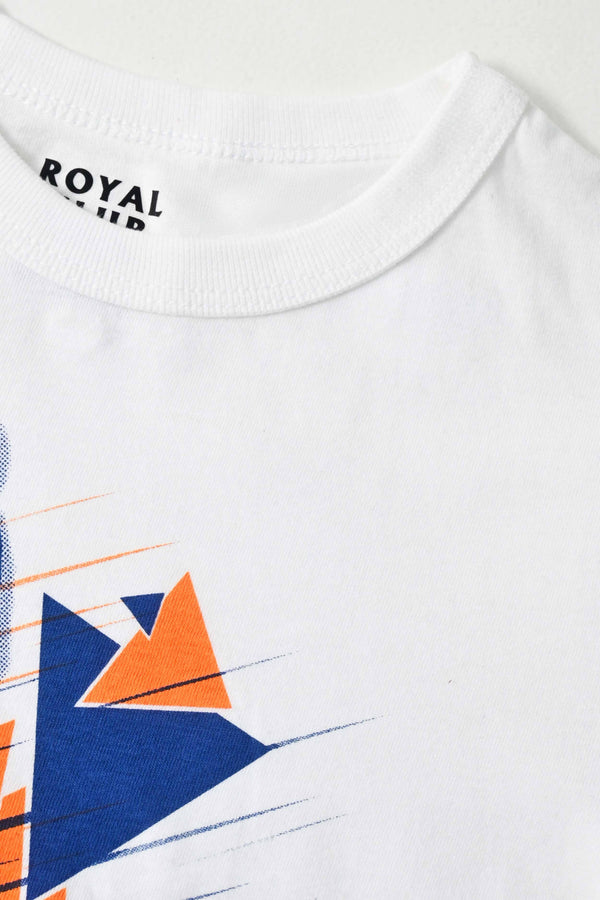 Elo Royal Club Boy's Basketball Player Printed Tee Shirt White