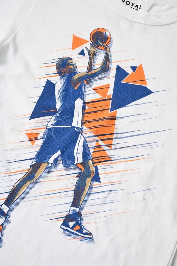 Elo Royal Club Boy's Basketball Player Printed Tee Shirt White