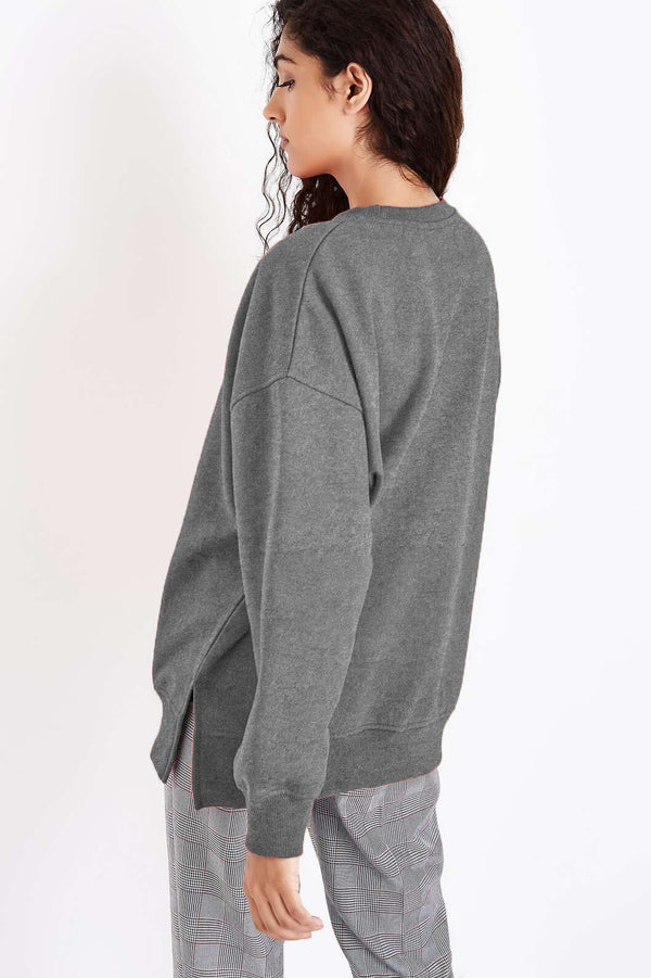 Elo Royce Brand Women's Weekend Applique Embroidered Sweatshirt Charcoal