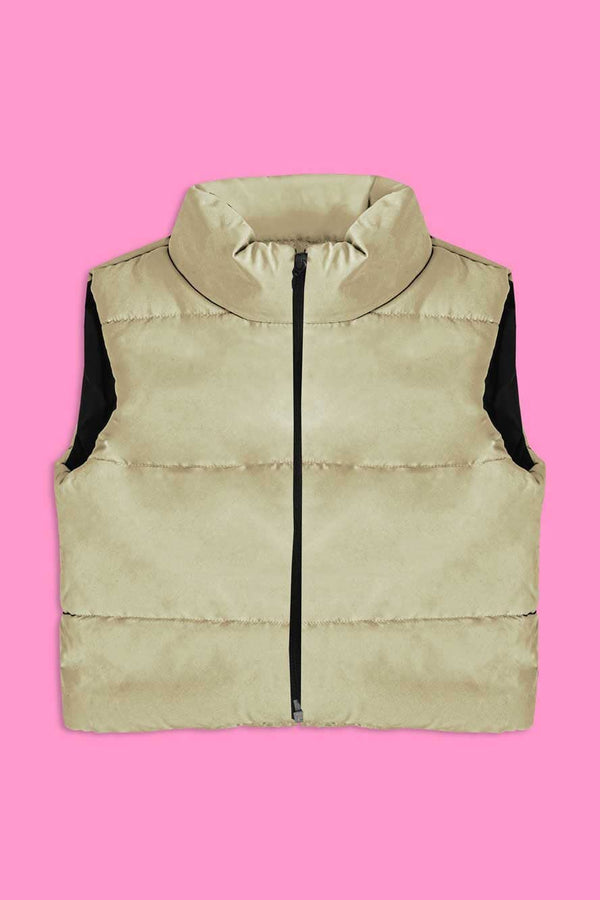 elo RSG Women's Winnipeg Zipper Body Warmer Puffer Gilet Beige