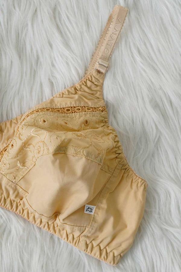 Elo Rubi Women's Breathable Embroidered Cotton Bra Skin