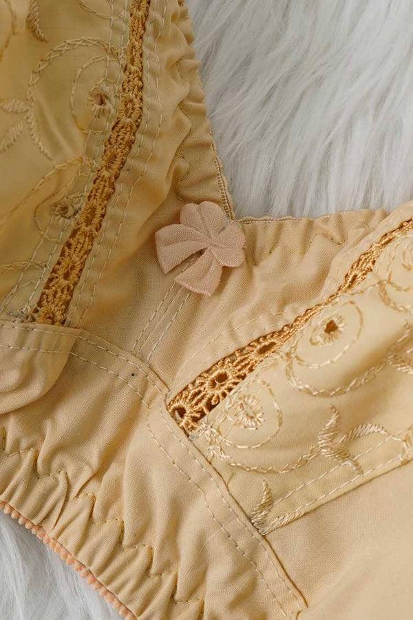 Elo Rubi Women's Breathable Embroidered Cotton Bra Skin