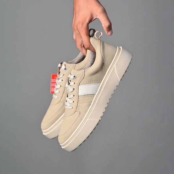 elo S.Oliver Unisex Stripes Style Comfortable Leather Sneakers Light Grey