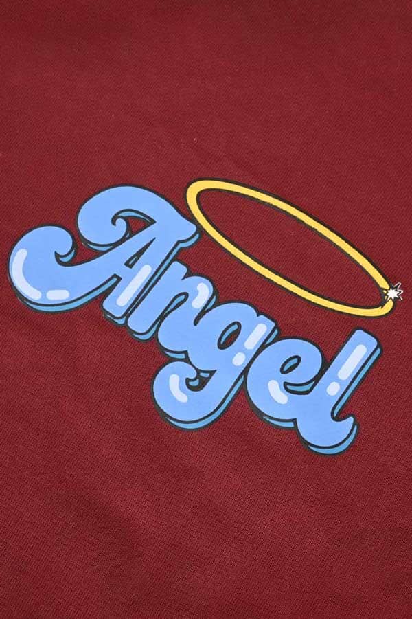 Elo Safina Women's Angel Printed Oversized Pullover Hoodie Burgundy