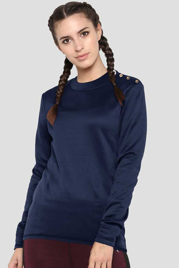 Elo Safina Women's Buttoned Turtle Neck Sweatshirt Heather Grey