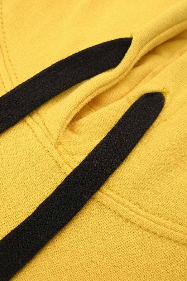 Elo Safina Women's Girl Gang Embroidered Crop Top Fleece Pullover Hoodie Yellow