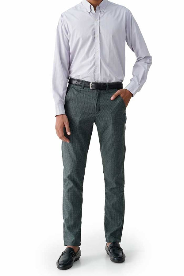 Elo Scanner Men's Gingham Regular Fit Cotton Pants Graphite