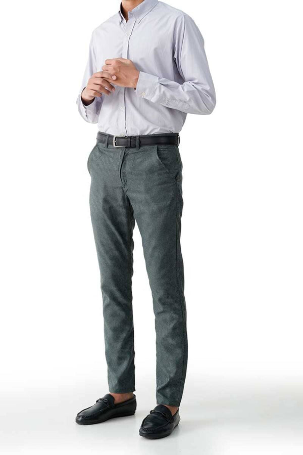 Elo Scanner Men's Gingham Regular Fit Cotton Pants Graphite