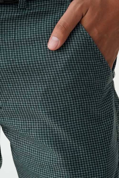 Elo Scanner Men's Gingham Regular Fit Cotton Pants Graphite