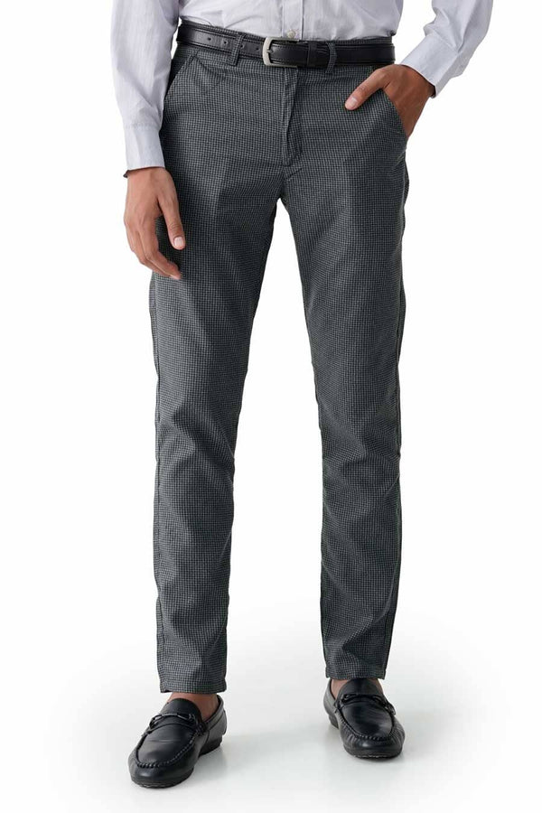 elo Scanner Men's Gingham Regular Fit Cotton Pants Graphite