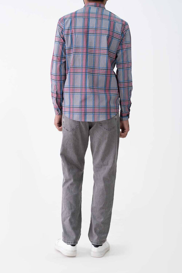 Elo Scanners Elegant Men's Plaid Pattern Casual Shirt Grey