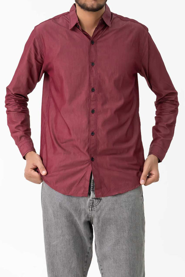 elo Scanners Elegant Men's Premium Casual Shirt Maroon