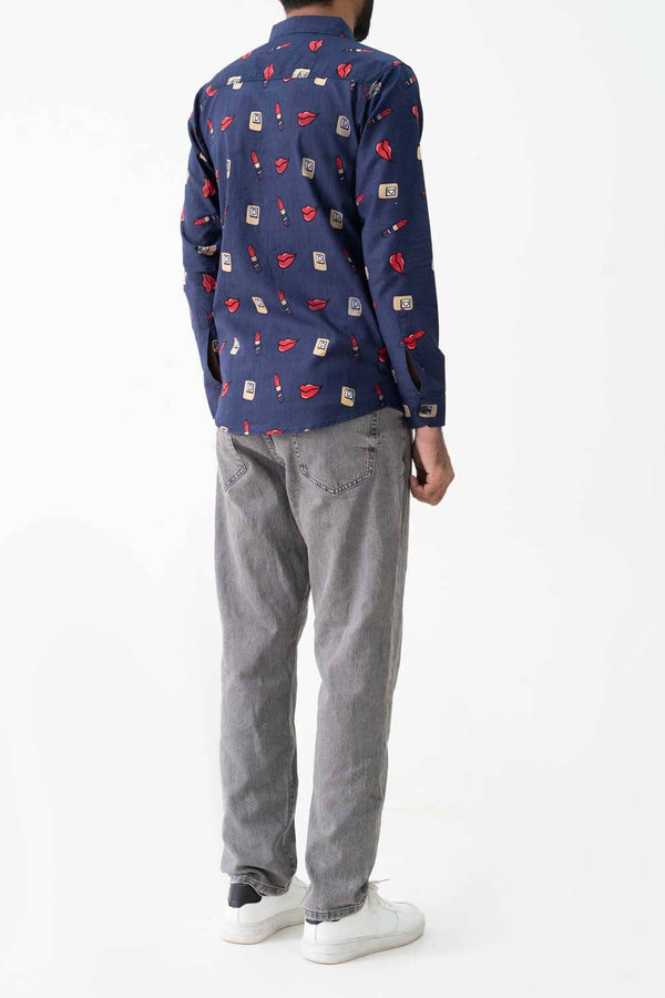 Elo Scanners Elegant Men's Printed Casual Shirt Navy