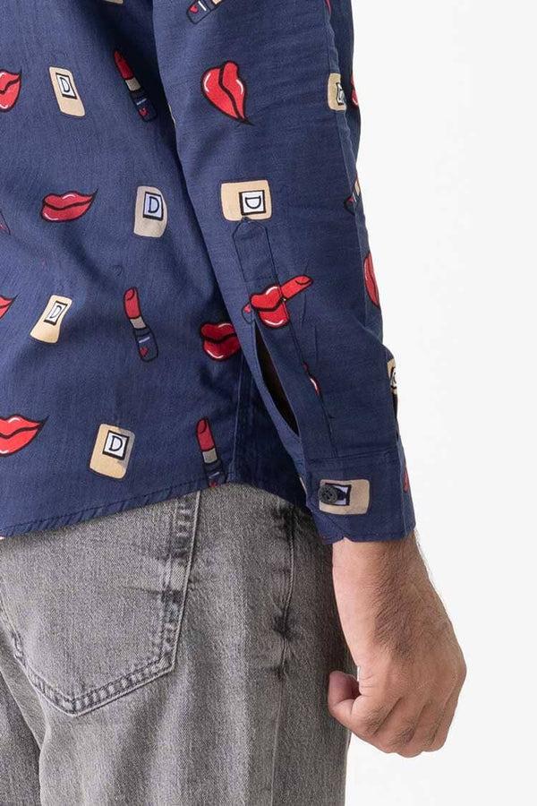 Elo Scanners Elegant Men's Printed Casual Shirt Navy