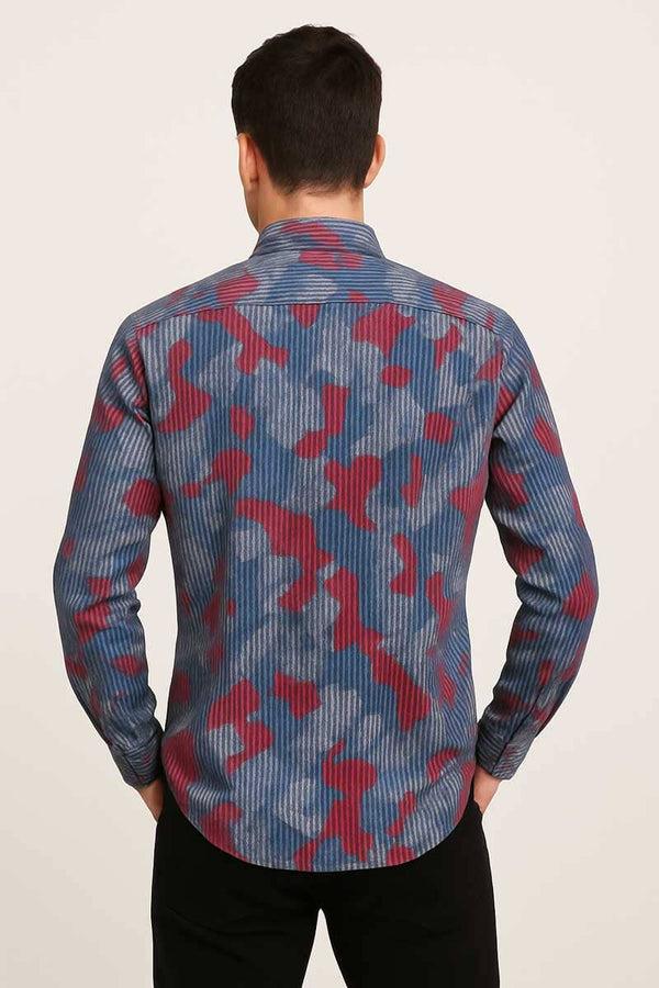 Elo Scanners Elegant Men's Striped Casual Shirt Navy & Red