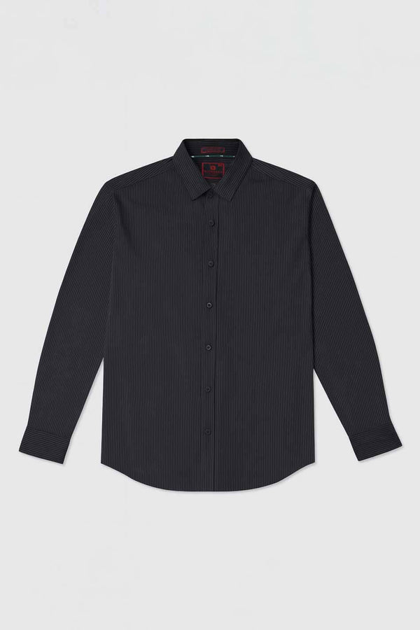 Elo Scanners Elegant Men's Thin Striped Casual Shirt Black