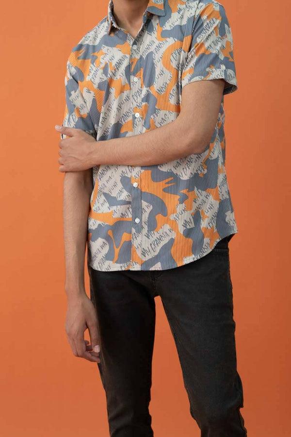 elo Scanners Men's Printed Short Sleeve Casual Shirt