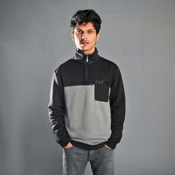 Elo Silver Needle Men's Quarter Zipper Sweater Maroon & Black
