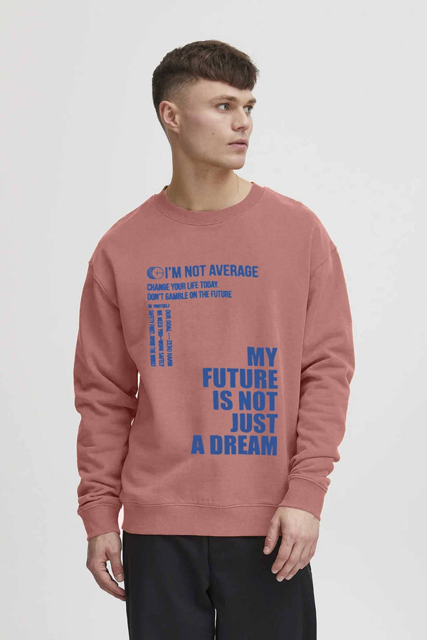 elo Sinsay Men's I'm Not Average Printed Fleece Sweat Shirt Tea Pink