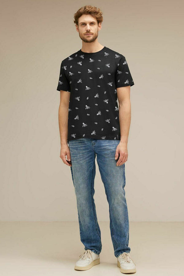 Elo Sinsay Men's No Ideas Today Printed Classic Tee Shirt Black