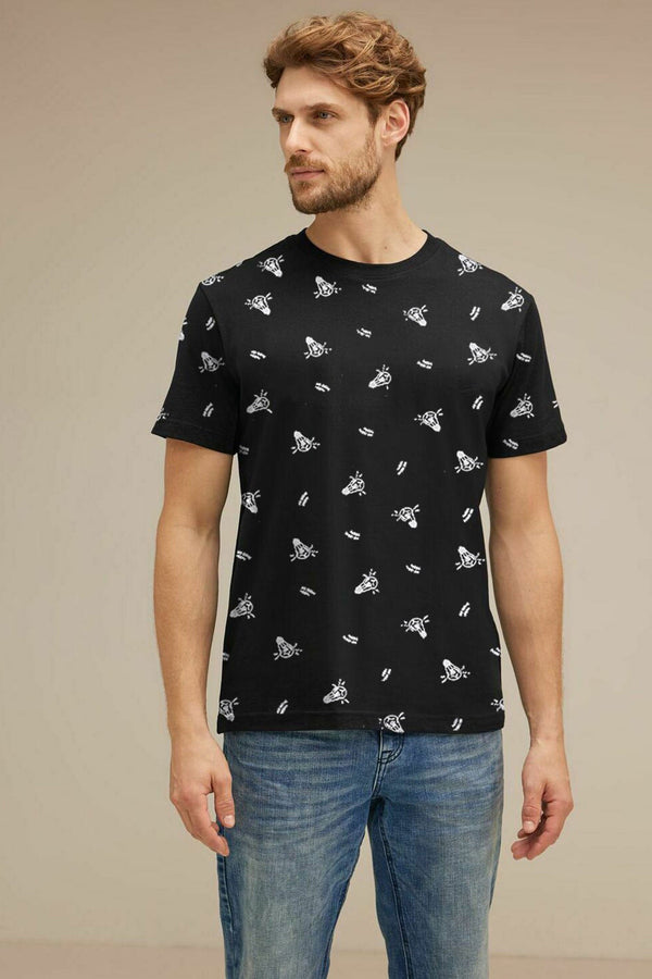 elo Sinsay Men's No Ideas Today Printed Classic Tee Shirt Black