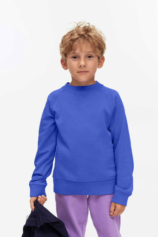 elo Sportex Kid's Solid Design Raglan Sleeve Fleece Sweat Shirt Royal