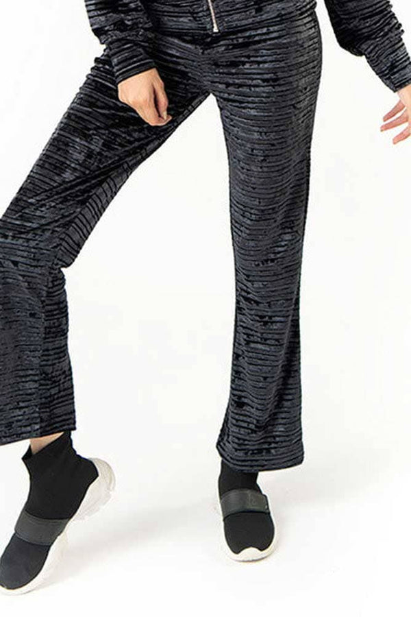 elo Start Women's Velvet Stripes Design Trousers Black