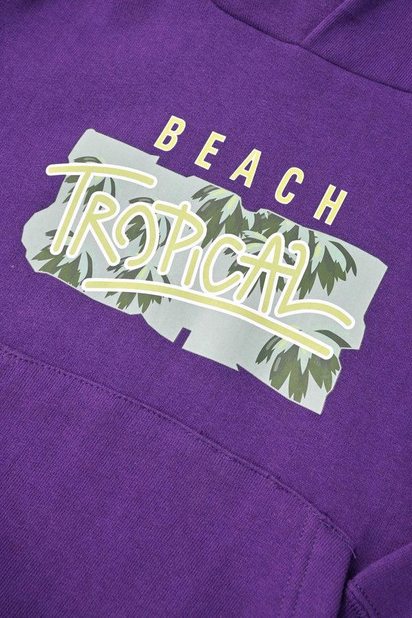 Elo Superdry Kid's Beach Tropical Printed Pullover Hoodie Purple