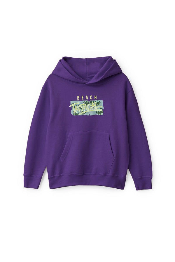 elo Superdry Kid's Beach Tropical Printed Pullover Hoodie Purple