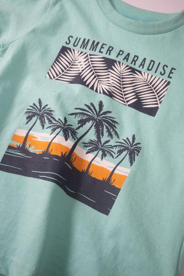 Elo TA Boy's Summer Paradise Printed Tee Shirt Turquoise
