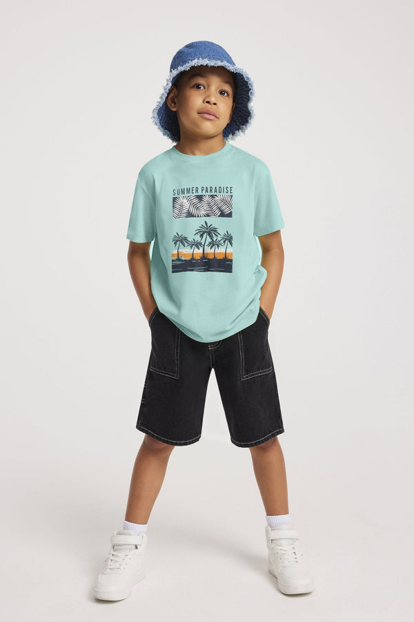 elo TA Boy's Summer Paradise Printed Tee Shirt Turquoise