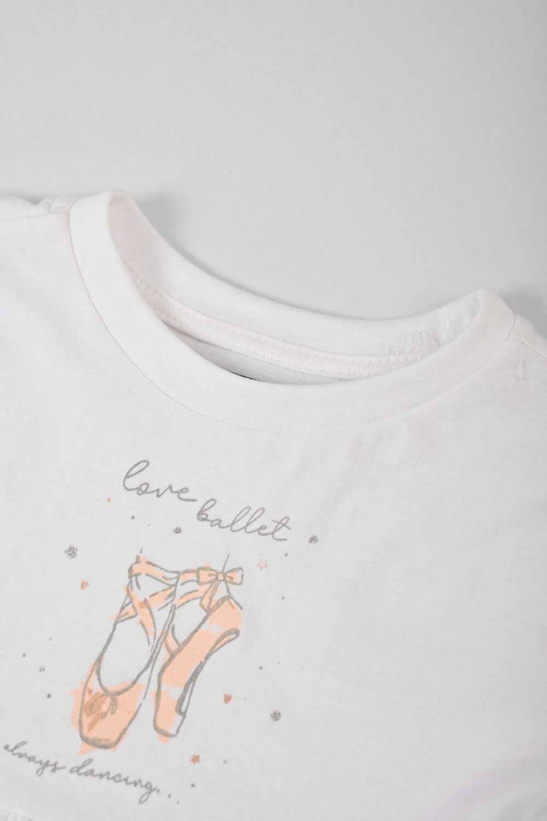 Elo Tessentials Girl's Always Dancing Printed Long Sleeves Frock Style Shirt White