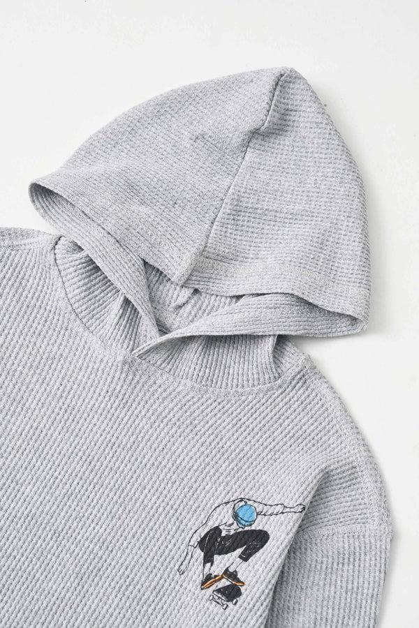 Elo TH Boy's Skateboard Printed Pullover Hoodie Heather Grey