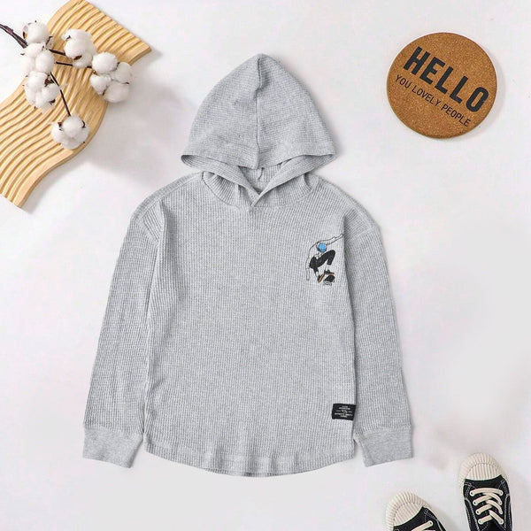 elo TH Boy's Skateboard Printed Pullover Hoodie Heather Grey