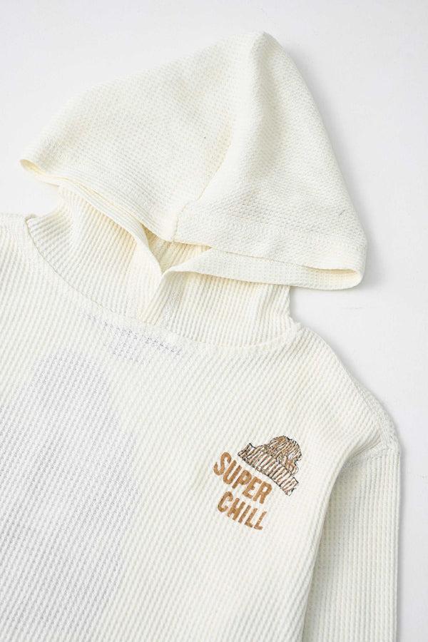 Elo TH Boy's Super Chill Printed Pullover Hoodie Cream