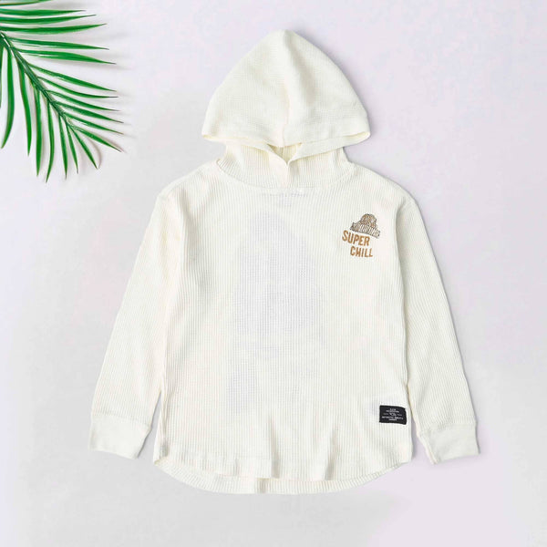 elo TH Boy's Super Chill Printed Pullover Hoodie Cream
