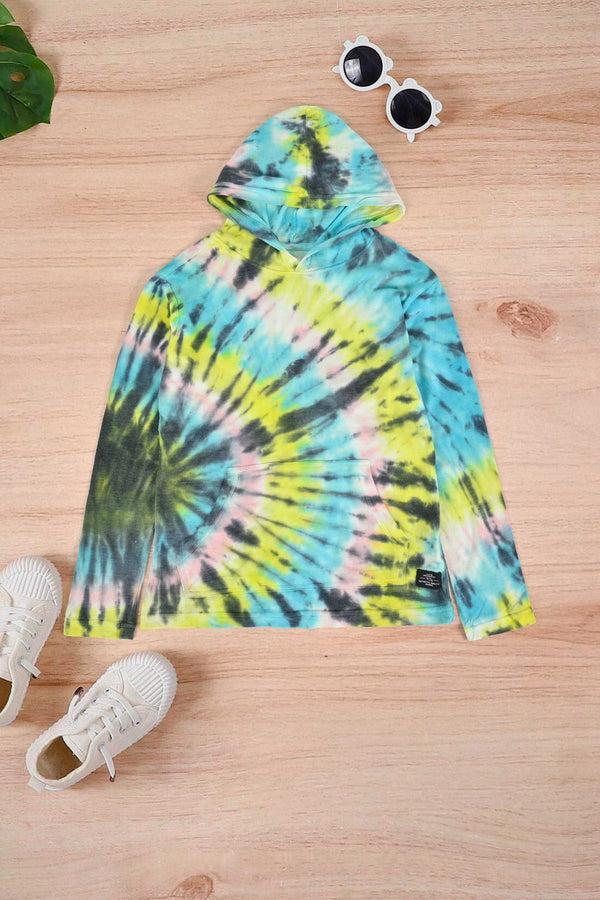 Elo TH Boy's Tie & Dye Classic Brighton Hoodie Yellow & Turquoise