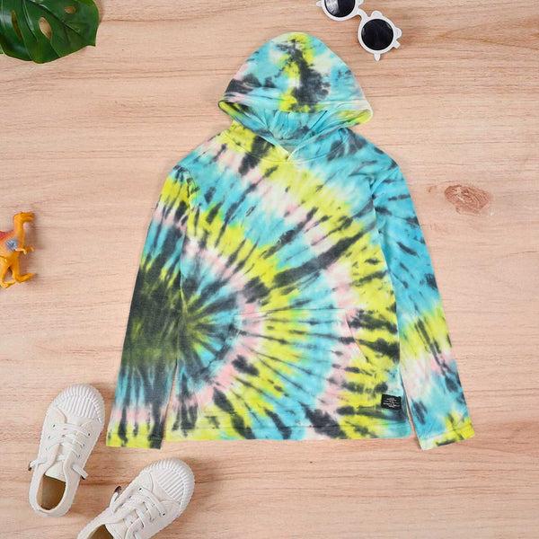 elo TH Boy's Tie & Dye Classic Brighton Hoodie Yellow & Turquoise