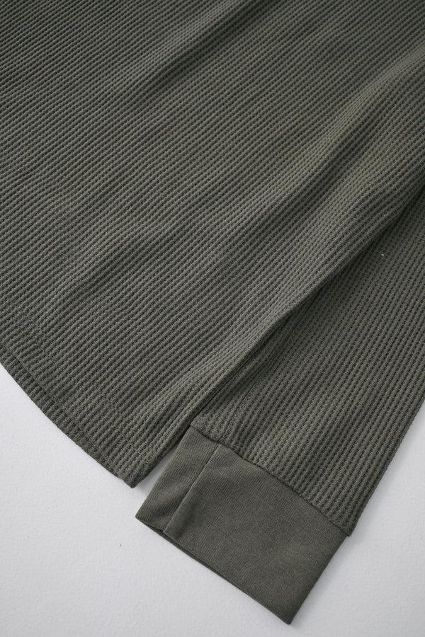 Elo TH Boy's Waffle Knit Long Sleeve Tee Shirt Olive