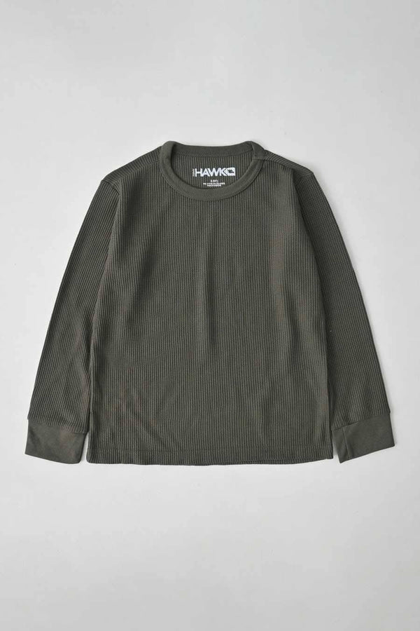 elo TH Boy's Waffle Knit Long Sleeve Tee Shirt Olive
